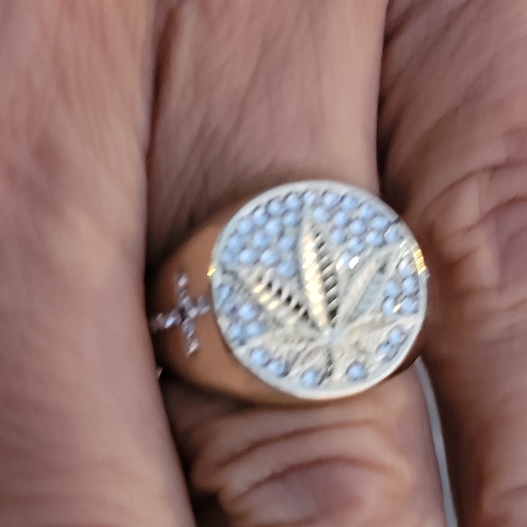 Gold Filled Silver Zircon Crystals Ring - Picture 3 of 7